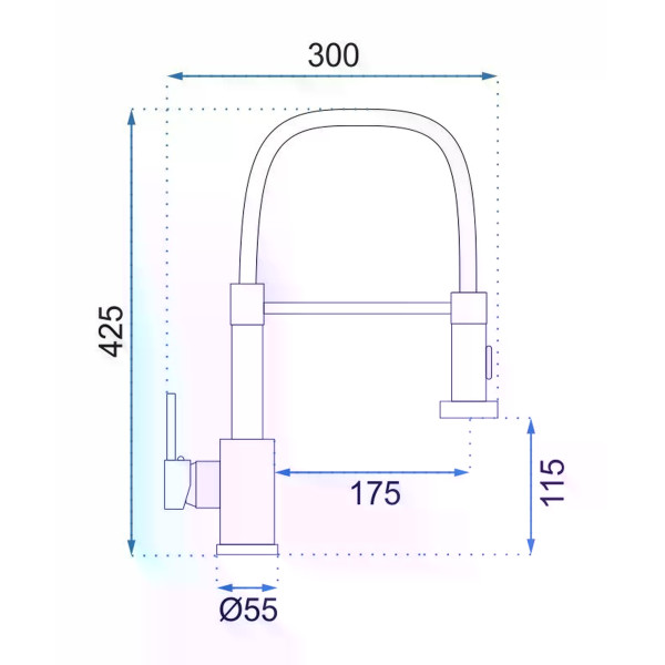 Смеситель для кухни Rea Colin с выдвижным изливом никель (REA-B0417)
