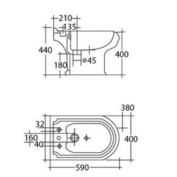 Биде напольное Cezares King Palace 590х400х440 (CZR-618)