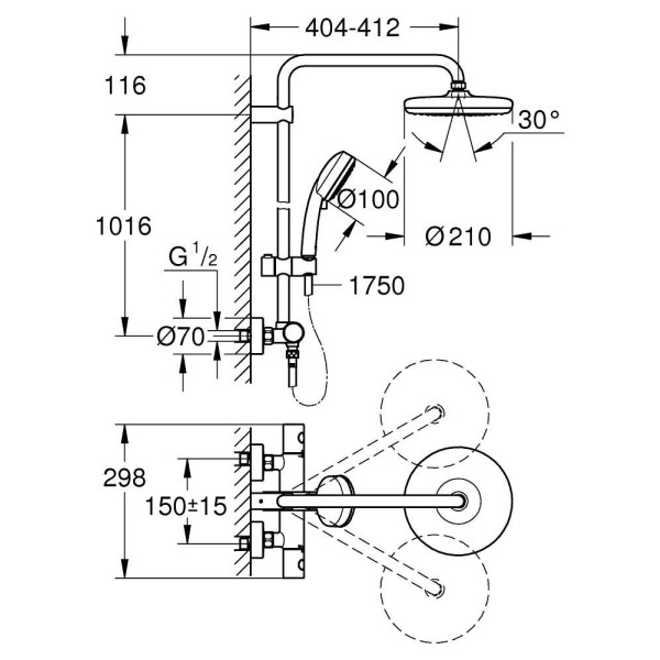 Душевая система Grohe Tempesta Cosmopolitan 210 (27922001)