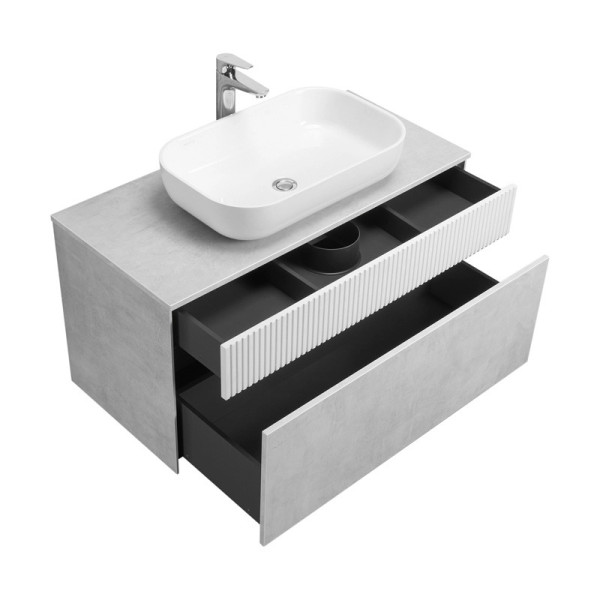 Тумба-умывальник Aquaton 100 Марбл Слэйт\Белый матовый/1A73313KLK010 Раковина Лола 60 (1A2763K4MH4C0)