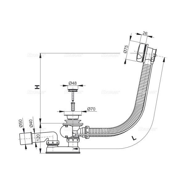 Обвязка для ванны Alcaplast автомат, белая (A51B-80)