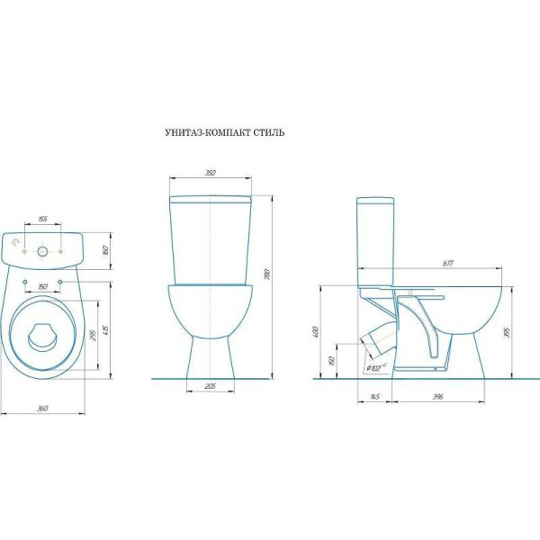 Унитаз-компакт Rosa Стиль с сиденьем (4630055558391) Унитаз-компакт Rosa Стиль с сиденьем (4630055558391)