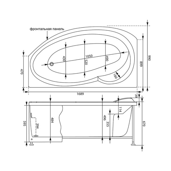 Экран фронтальный для ванны Aquanet Jersey 170 L Экран фронтальный для ванны Aquanet Jersey 170 L