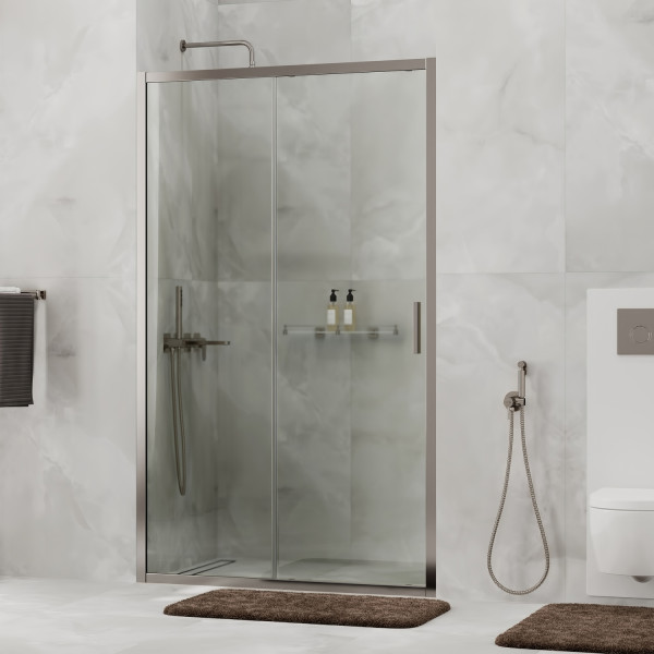 Душевая дверь WasserKRAFT Tauber 120x200 стекло прозрачное текстурное, профиль никель (64S05)