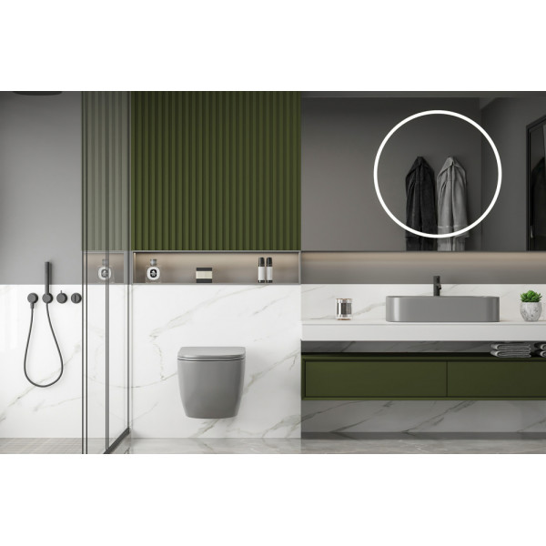 Унитаз подвесной ABBER Bequem серый матовый, безободковый (AC1103MG)