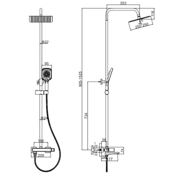 Душевая система Ledeme хром (L2473)