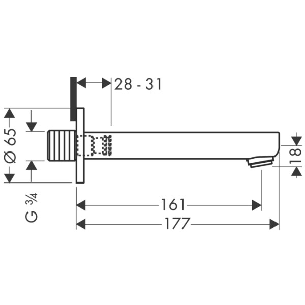 Излив для ванны Hansgrohe Metropol S 161 мм (14420000)