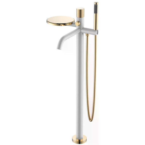 Смеситель напольный Boheme Stick золотой с душевым комплектом (129-WG.2)