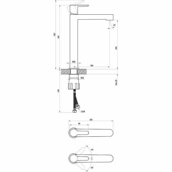 Смеситель для раковины Ravak PU 015.00 хром (X070114)