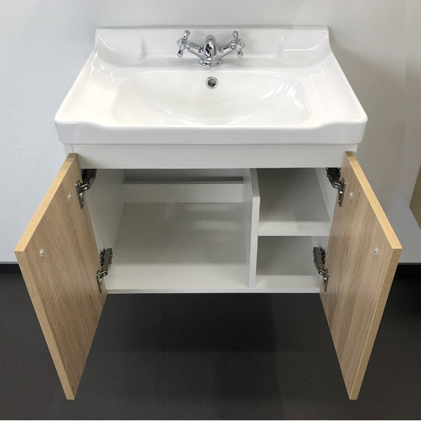 Тумба подвесная Comforty Парма 620x550x470 дуб дымчатый матовый с раковиной (00-00001547)