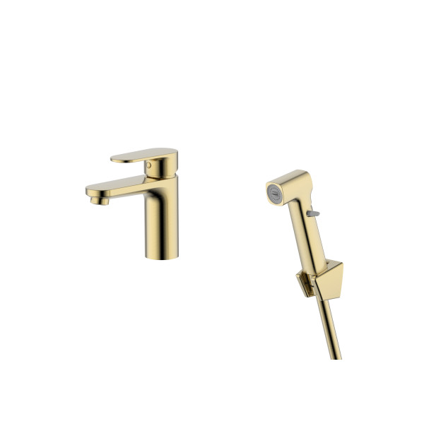 Смеситель для раковины Aquatek Ника золото шлифованное (AQ1812BG) Смеситель для раковины Aquatek Ника золото шлифованное (AQ1812BG)