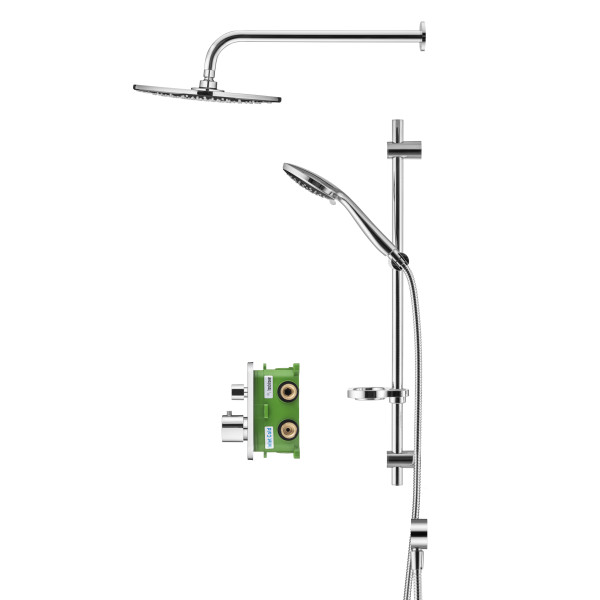 Смеситель для душа Swedbe Platta встраиваемый термостат с верхним душем хром, серый (5556G1) Смеситель для душа Swedbe Platta встраиваемый термостат с верхним душем хром, серый (5556G1)