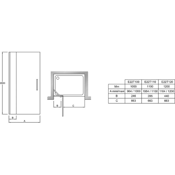 Душевая дверь Jacob Delafon Contra 100x200 стекло прозрачное, профиль хром (E22T100-GA)