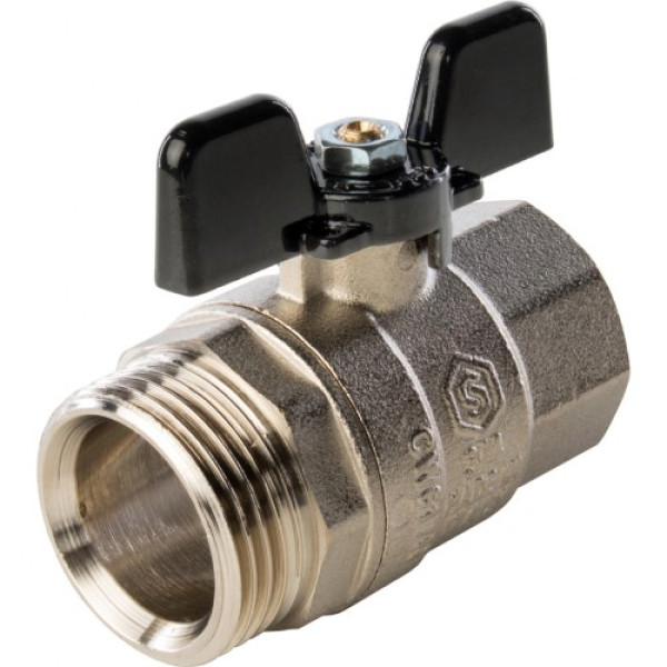 Кран 3/4" шаровый со сгоном Stout (черная бабочка, полнопроходной) SVB-0007-000020 Кран 3/4" шаровый со сгоном Stout (черная бабочка, полнопроходной) SVB-0007-000020
