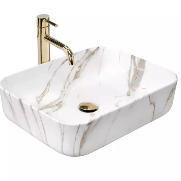 Раковина накладная Rea Demi 55x39,5 мрамор (REA-U4100)
