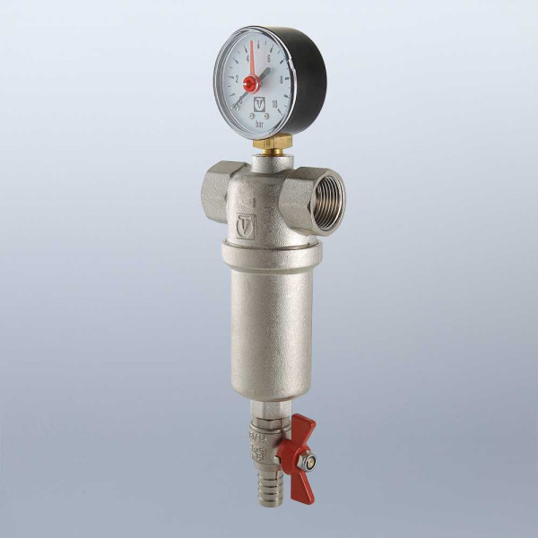 Фильтр с манометром самоочищающийся Valtec 1/2" (VT.389.N.04) Фильтр с манометром самоочищающийся Valtec 1/2" (VT.389.N.04)