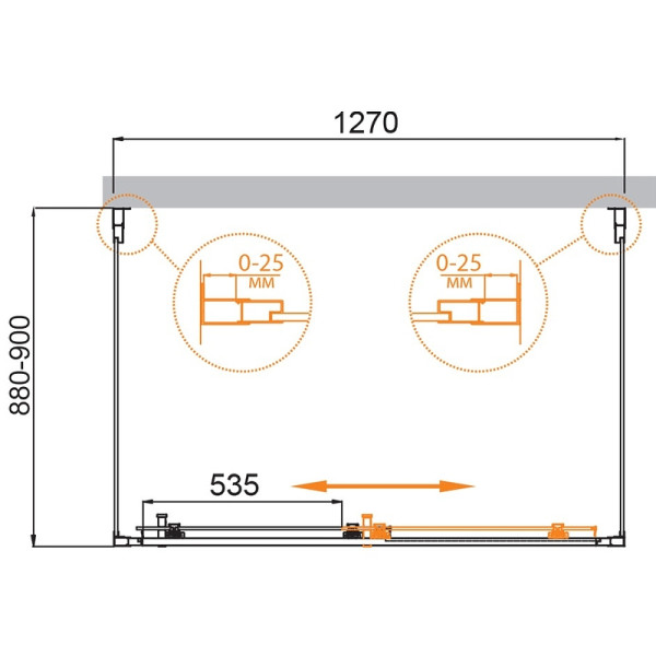 Душевой уголок Cezares Molveno 130x90x195 стекло матовое, профиль хром (MOLVENO-AH-12-130/90-P-Cr)
