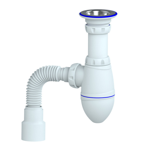 Сифон для раковины 1 1/4"х32 мм с прикруч.выпуском и гибким отводом 32х40/50 Unicorn (М222)