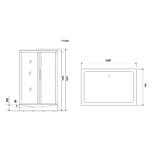 Душевая кабина Niagara Luxe 1200*900*2100 стекло прозрачное, профиль золотой (NGL-7711GBK)