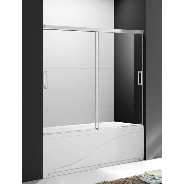 Душевая шторка для ванны Cezares Tandem-Soft 170x145 стекло прозрачное, профиль хром (TANDEM-SOFT-VF-2-170/145-C-Cr-IV)