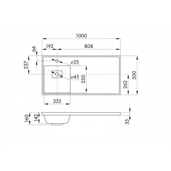 Раковина над стиральной машиной Aquaton Лайн 50x100x16 L черный (1.A728.5.3KL.F21.L)