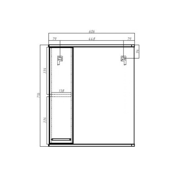 Шкаф зеркальный Домино Контраст 60 левый (DA2704HZ) Шкаф зеркальный Домино Контраст 60 левый (DA2704HZ)