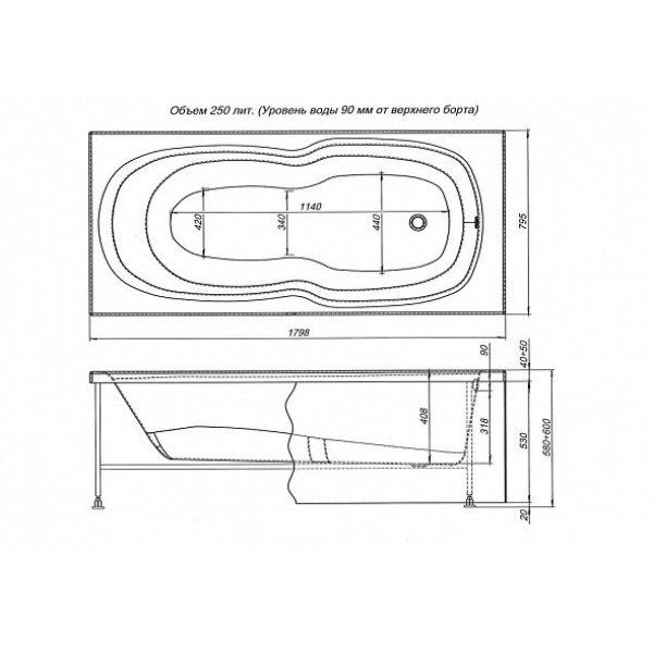 Экран фронтальный для ванны Aquanet Riviera 180