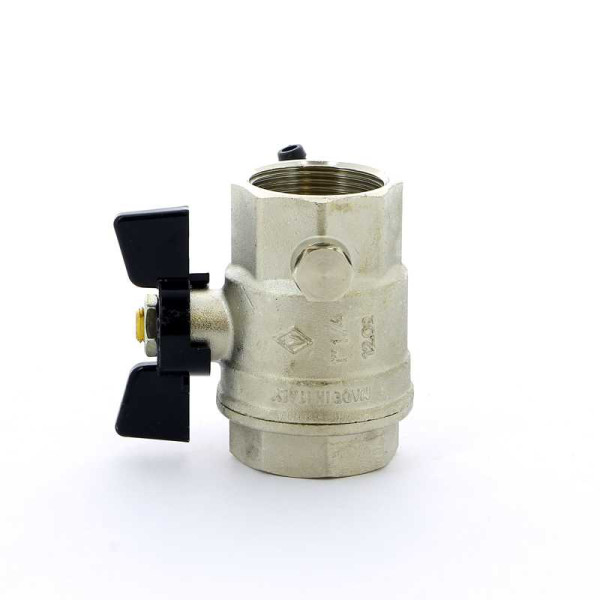 Кран Bugatti 1 1/4" шаровый с воздухоотводчиком Oregon 332 (черная бабочка) (03320026)