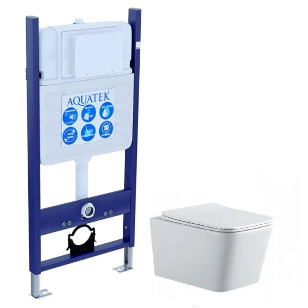 Инсталляция с унитазом Aquatek Либра N-14 рама Standard INS-0000014(без клавиши и крепежа)+унитаз Либра New AQ0530N-00 с тонким сиденьем sof