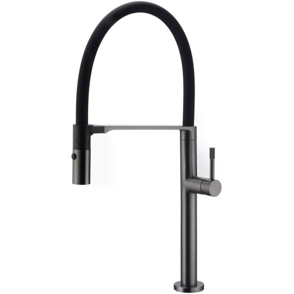 Смеситель для кухни Boheme Kitchen Графит с гибким изливом (114-GM)