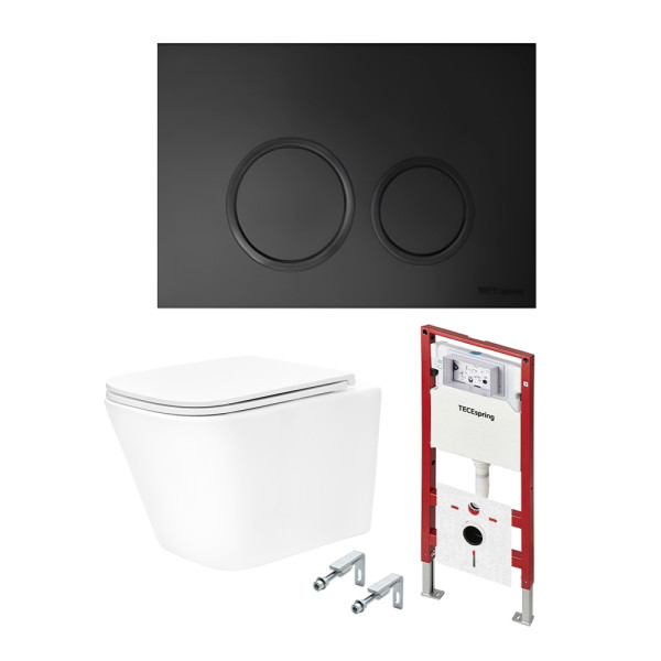 Инсталляция с унитазом TECEspring Base с клавишей черн. мат. унитаз модель S (K401104WCS) Инсталляция с унитазом TECEspring Base с клавишей черн. мат. унитаз модель S (K401104WCS)