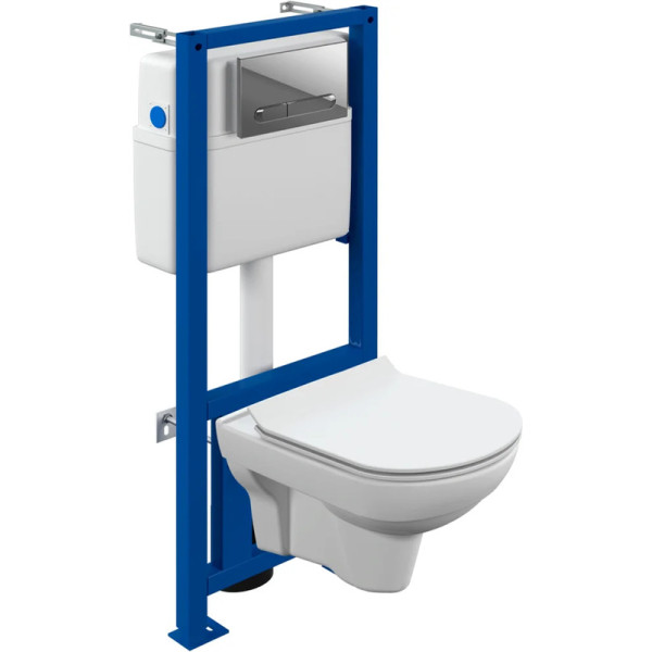 Комплект инсталляция с унитазом Cersanit LINK PRO+клавиша смыва ESTETICA белая + Унитаз CITY CO DPL EO slim с клавишей (64277)