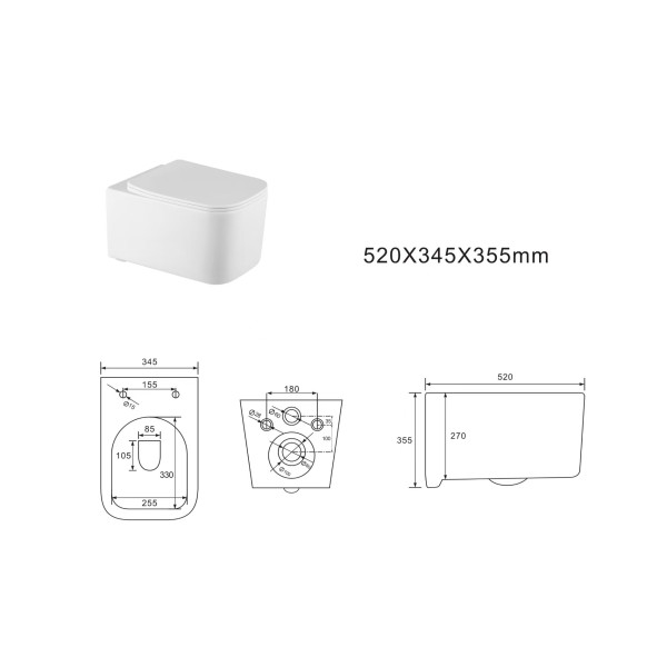 Унитаз подвесной Aquatek Квадро белый (AQ1515T-00)