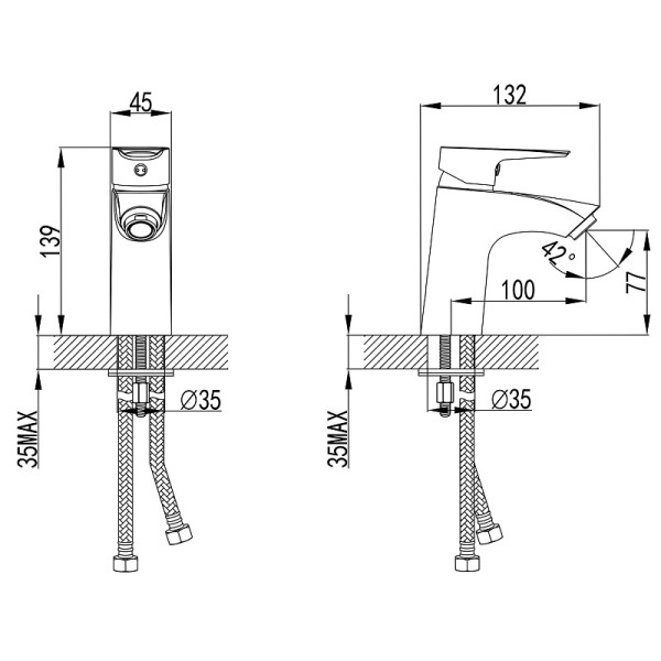 Смеситель для раковины Azario хром (AZ-WSA654236AJ)
