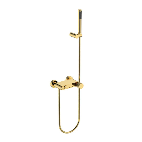 Смеситель для ванны и душа Boheme Stick gold linea с душевым гарнитуром золотой (123-GG.3)
