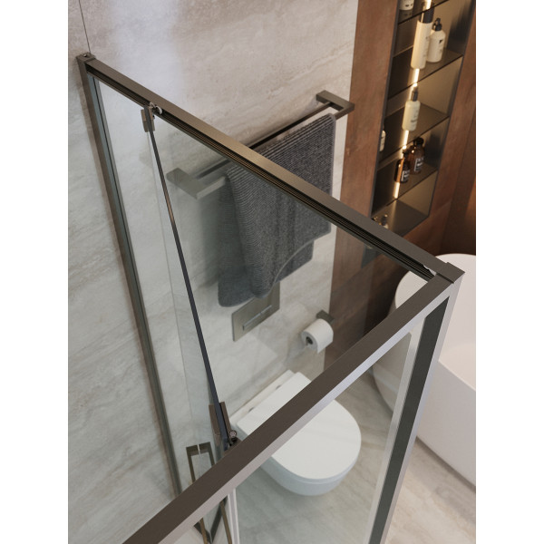 Душевой уголок Cezares Lux 140x80x195 стекло прозрачное, профиль оружейная сталь (LUX-AH-FS-11-140/80-C-GM)