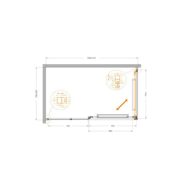 Душевой уголок Cezares Lux 140x80x195 стекло прозрачное, профиль хром (LUX-AH-FS-11-140/80-C-CR)