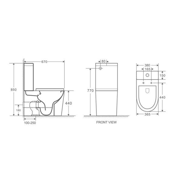 Унитаз-компакт Grossman 670*380*850 горизонтальный, белый (GR-4449S)