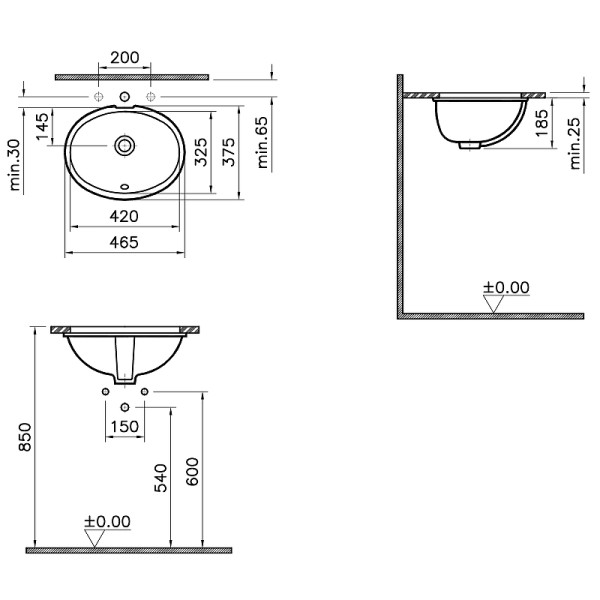 Раковина встраиваемая Vitra Arkitekt 42 см белая (6039B003-0012) Раковина встраиваемая Vitra Arkitekt 42 см белая (6039B003-0012)