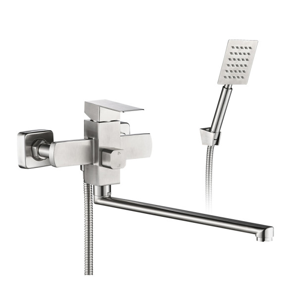 Смеситель для ванны и душа Wesnaart Kubus с длинным изливом хром (KUB13-320) Смеситель для ванны и душа Wesnaart Kubus с длинным изливом хром (KUB13-320)