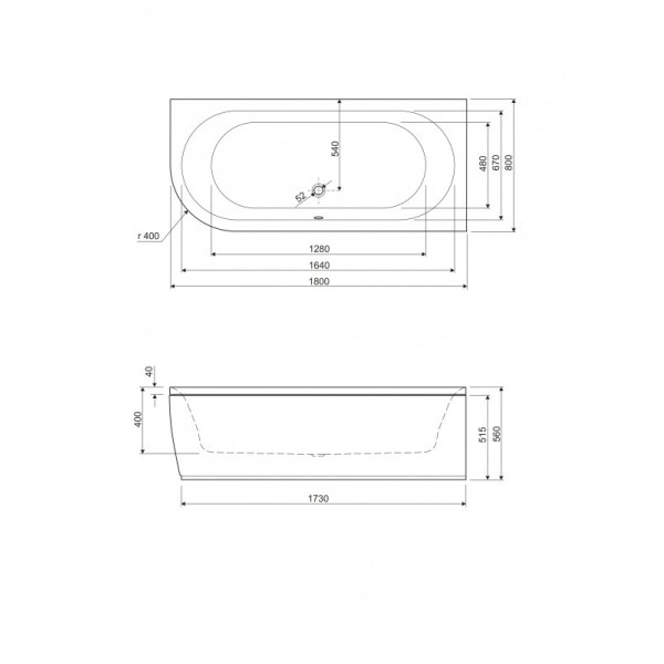 Ванна акриловая Cezares Metauro 180x80x56 правосторонняя белый (METAURO CORNER-180-80-40-R-W37)