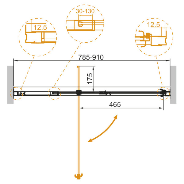 Душевая перегородка Cezares Variante 80x195 стекло прозрачное, профиль хром (VARIANTE-B-1-80/90-C-Cr)