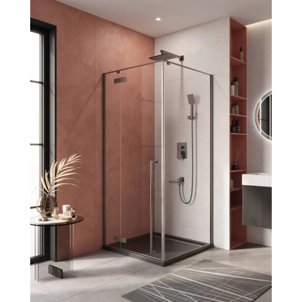 Душевой уголок Cezares Liner 90x90x195 L стекло прозрачное, профиль оружейная сталь (LINER-A-1-90-C-GM-L)
