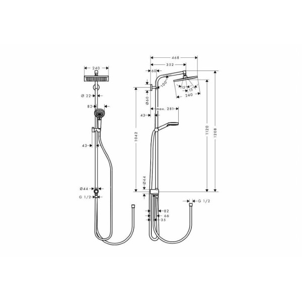 Душевой гарнитур Hansgrohe CromettaE Showerpipe 240 (27289000)