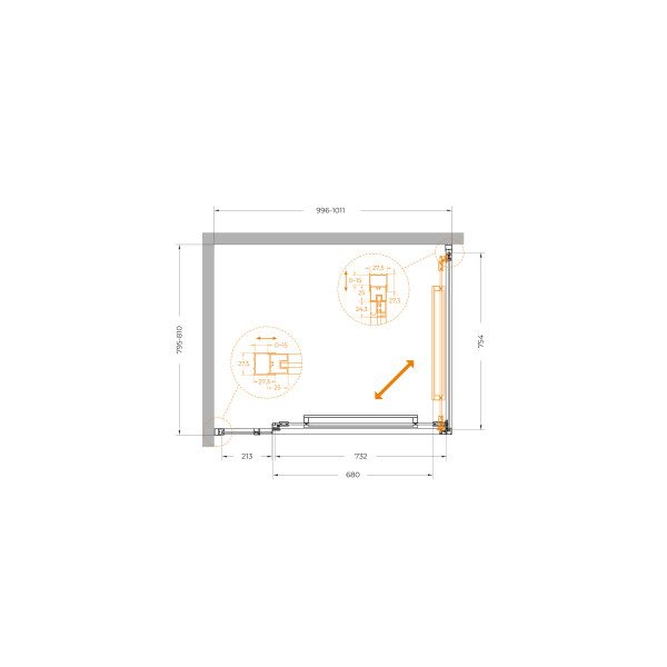 Душевой уголок Cezares Lux 100x80x195 стекло прозрачное, профиль хром (LUX-AH-FS-11-100/80-C-CR)
