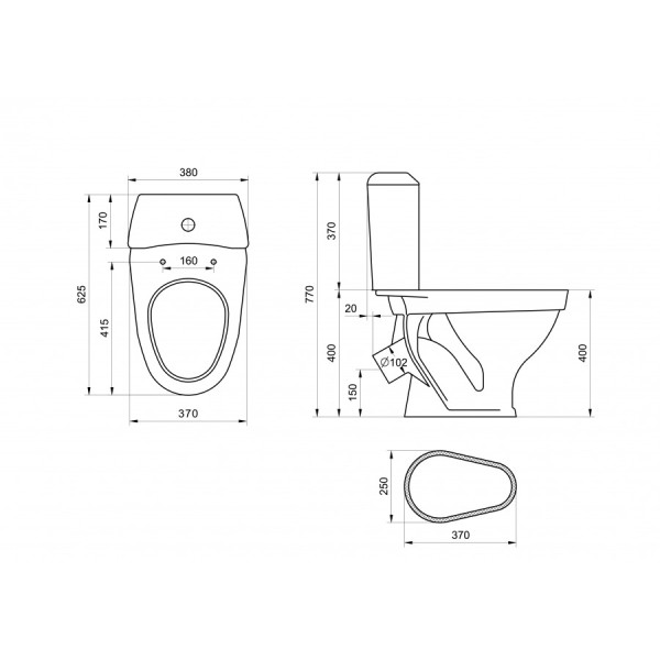 Унитаз-компакт Santeri Вест голубой 375x626x780 с сиденьем полипропилен голубой (1.P201.8.S06.00B.F)