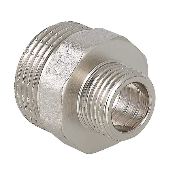 Ниппель переходной 1/4"х1/2" Valtec (никель) (VTr.580.N.0402) Ниппель переходной 1/4"х1/2" Valtec (никель) (VTr.580.N.0402)