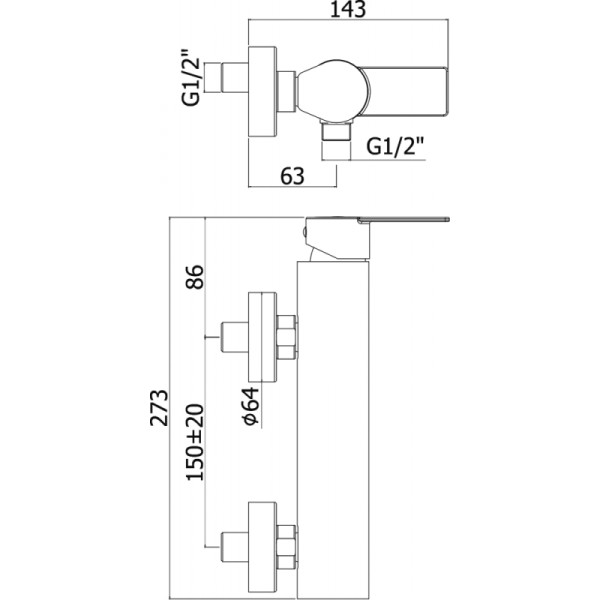 Смеситель для ванны и душа Paffoni Tango хром (TA168CR)