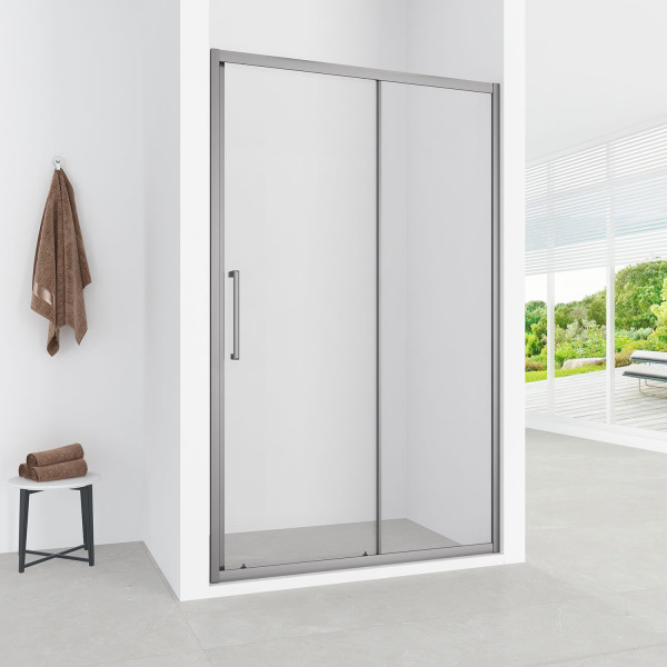 Дверь душевая Loranto 130x190 стекло прозрачное, профиль серый матовый (CS-AB03GG-130)