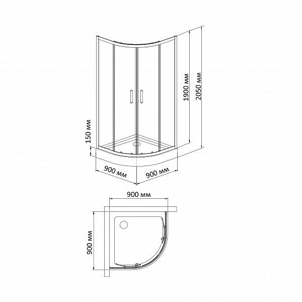 Душевой уголок BandHours Polo 90 90х90 поддон в комплекте, стекло прозрачное, профиль хром
